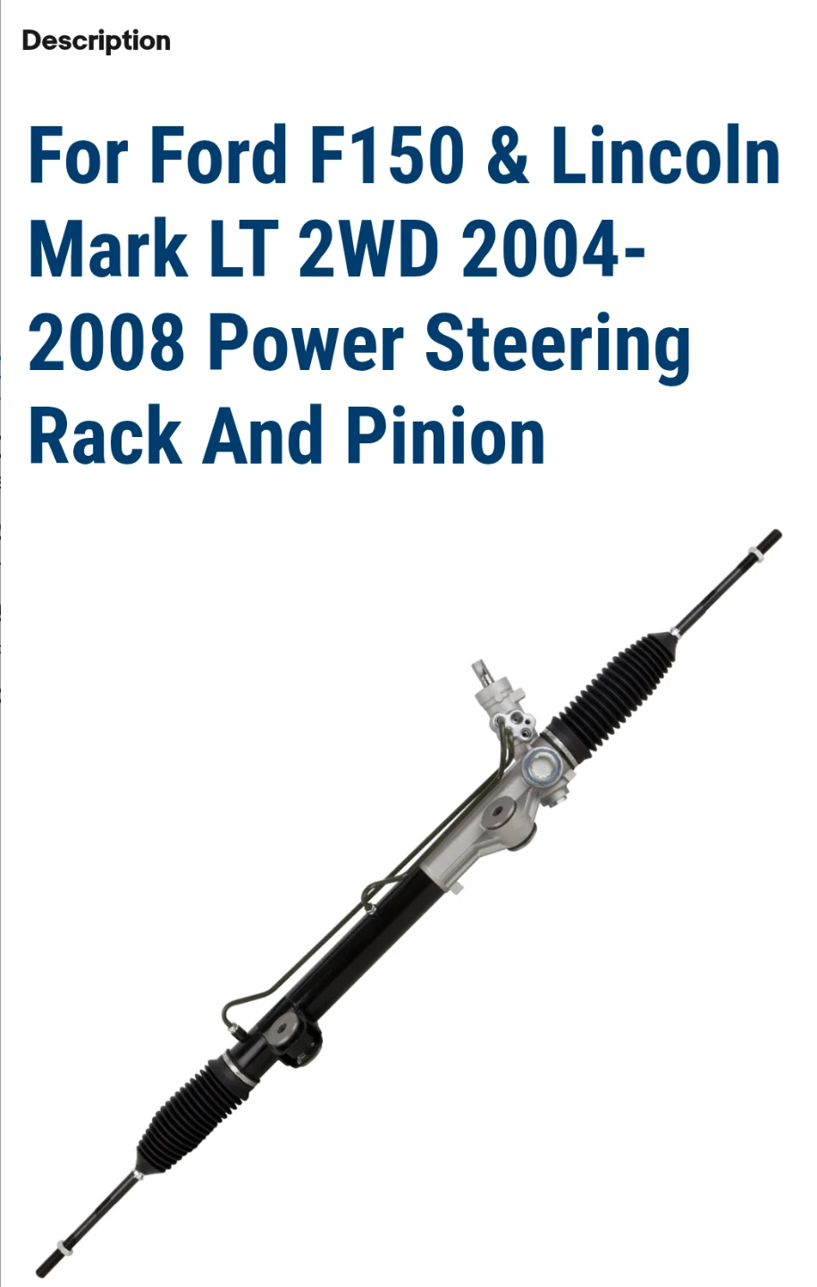 Power Steering Rack and Pinion for Ford F150 & Lincoln Mark LT - photo 5
