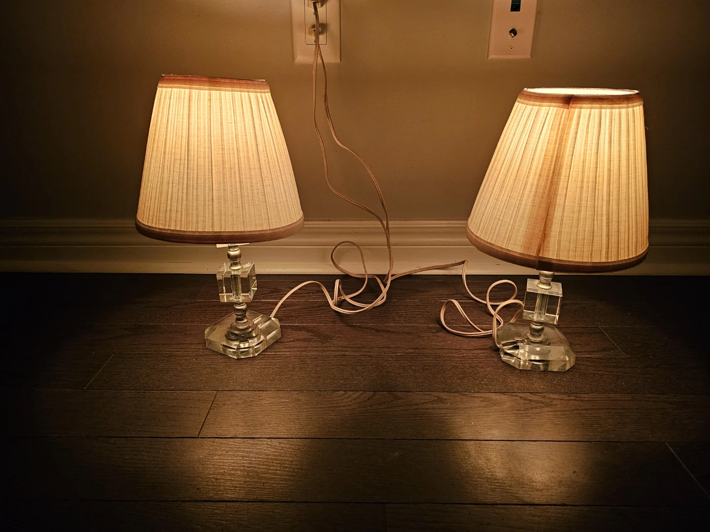 Pair of Crystal Accent Lamps with Pleated Shades - photo 3