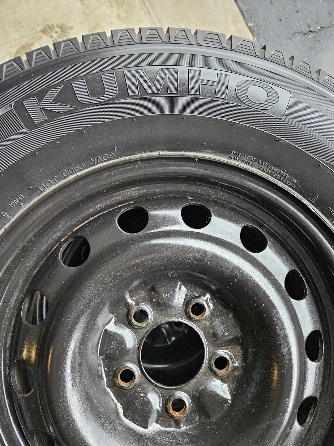 Kumho Winter Tires on Steel Rims - Set of 4