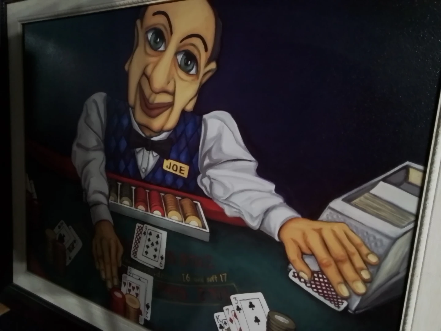 Vintage Original Casino Blackjack Dealer Painting by Rafuse - photo 2