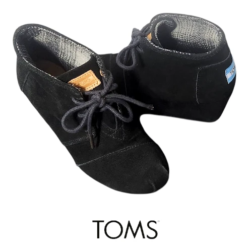 Toms 'Desert' Black Suede Wedge Ankle Booties - Size 5 - photo 2