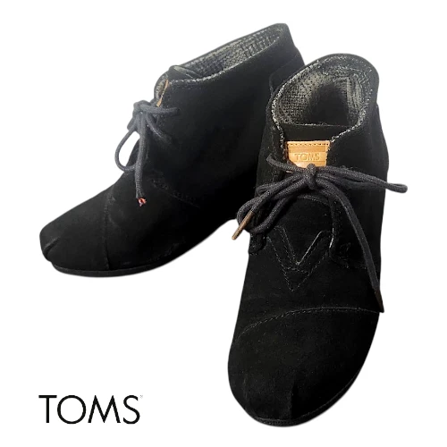 Toms 'Desert' Black Suede Wedge Ankle Booties - Size 5 - photo 5