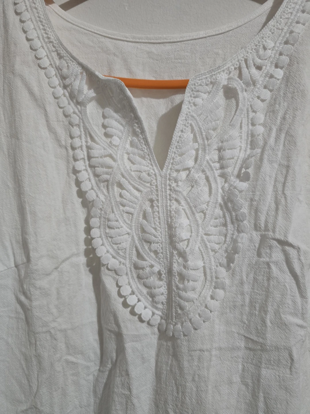 White Embroidered Cotton Tunic Top 1XL - photo 4