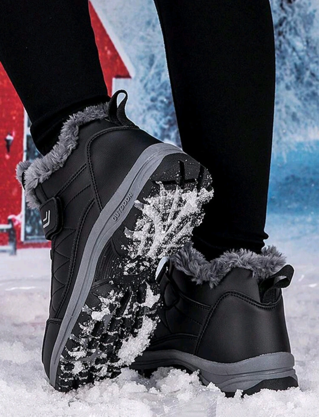 Men's Black Winter Boots - Size 8 - Gently Used - photo 3