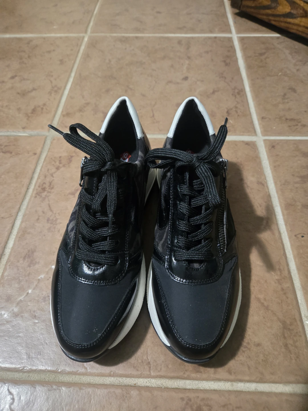 Black & White Fashion Sneakers with Zipper Detail