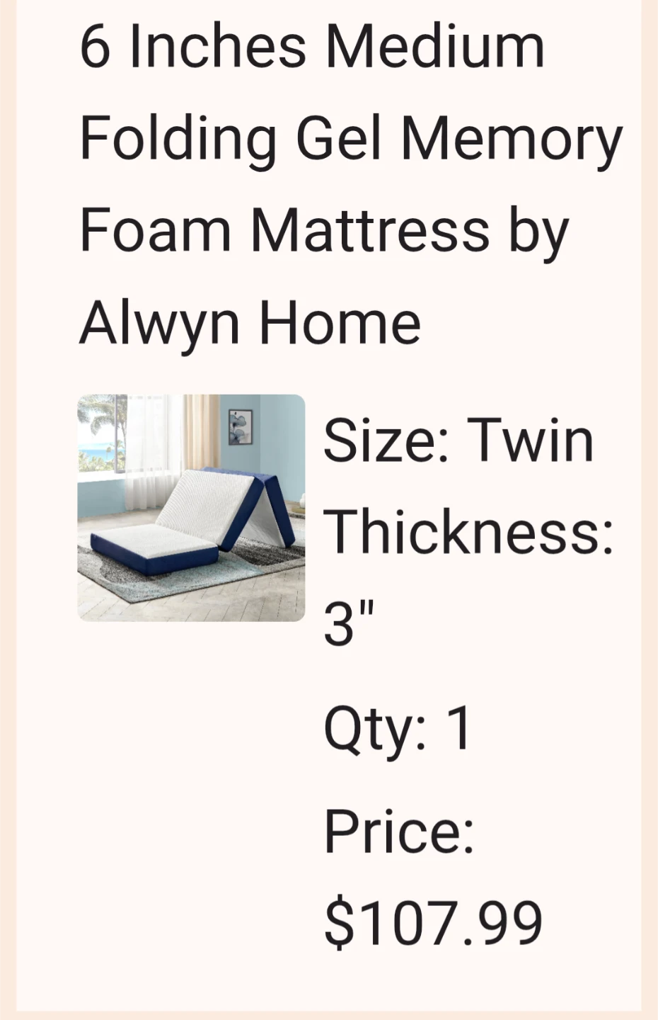 Foam mattress 3"