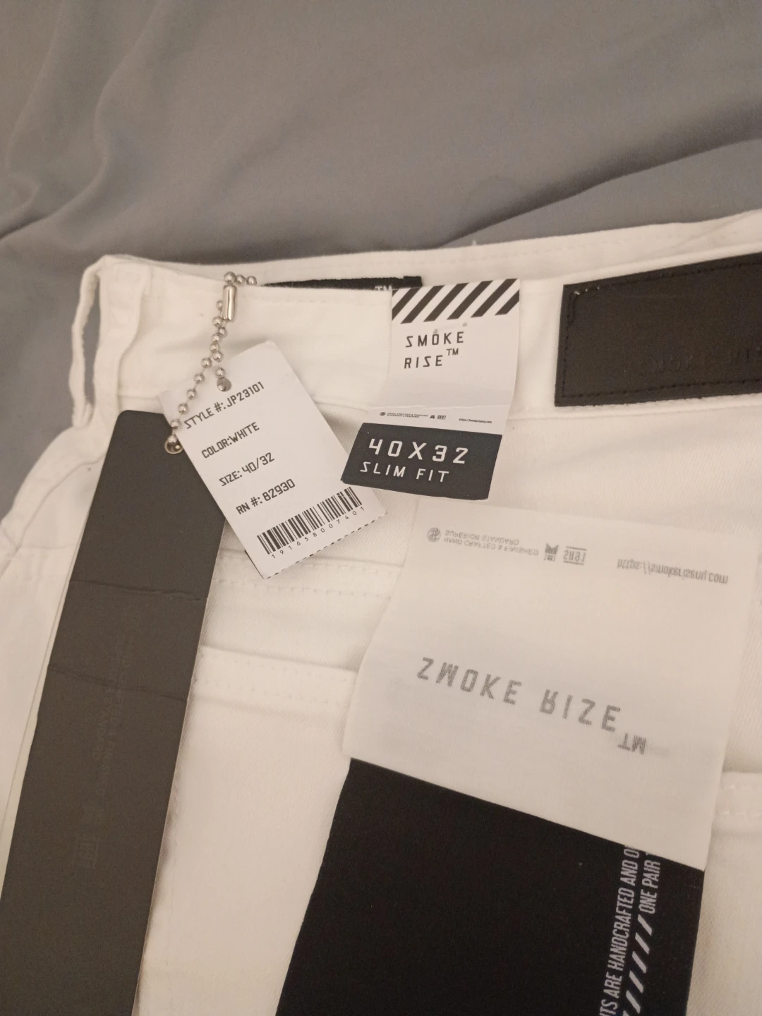 Smoke Rise White Slim Fit Jeans 40x32