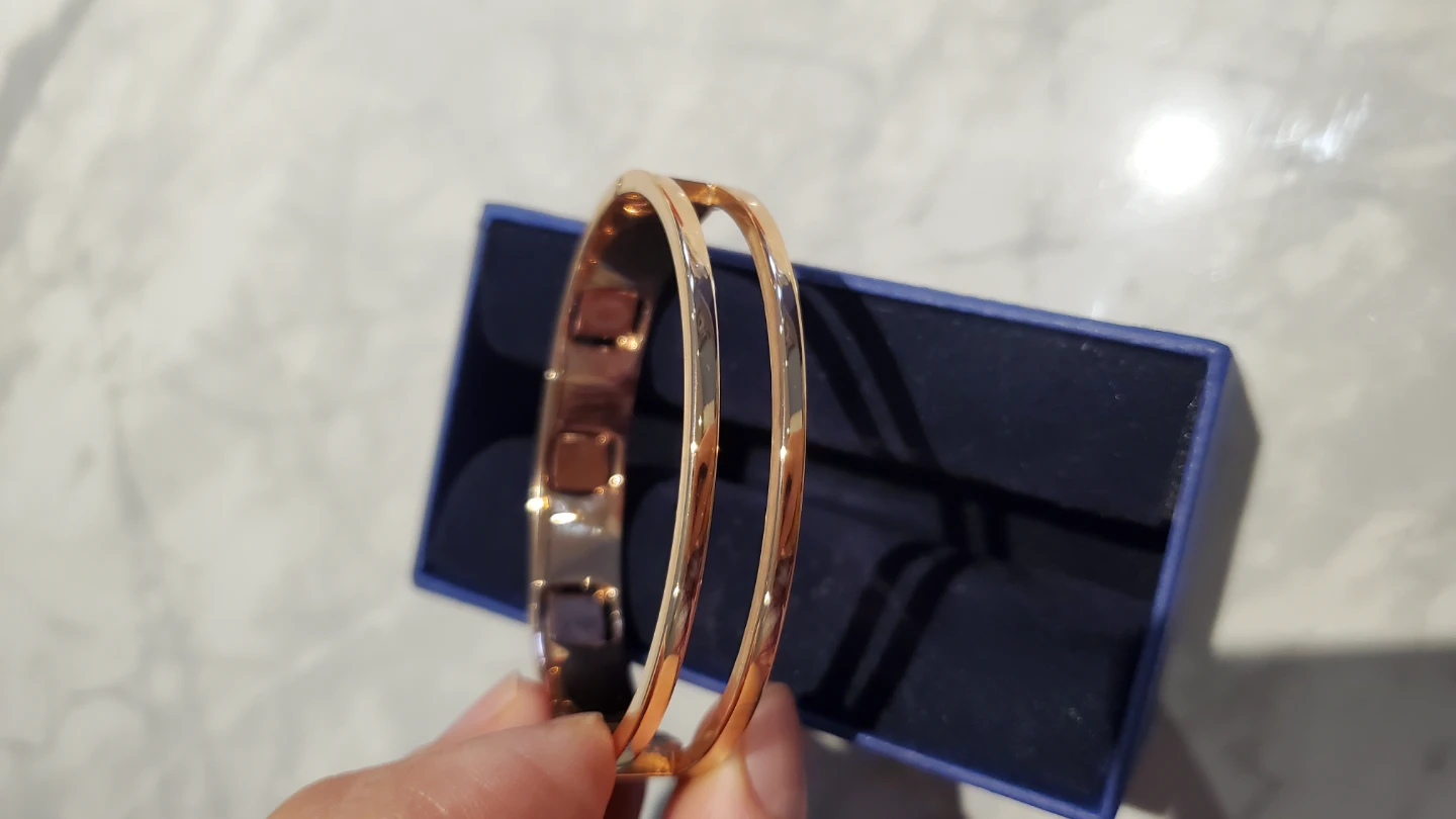 Swarovski Rose Gold Tone Bangle Bracelet with Crystals - photo 3