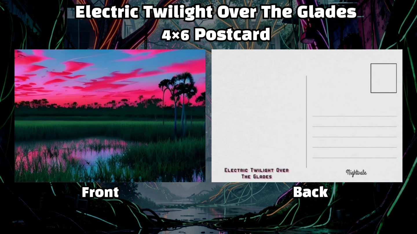 Electric Twilight Over The Glades 4x6 Postcard