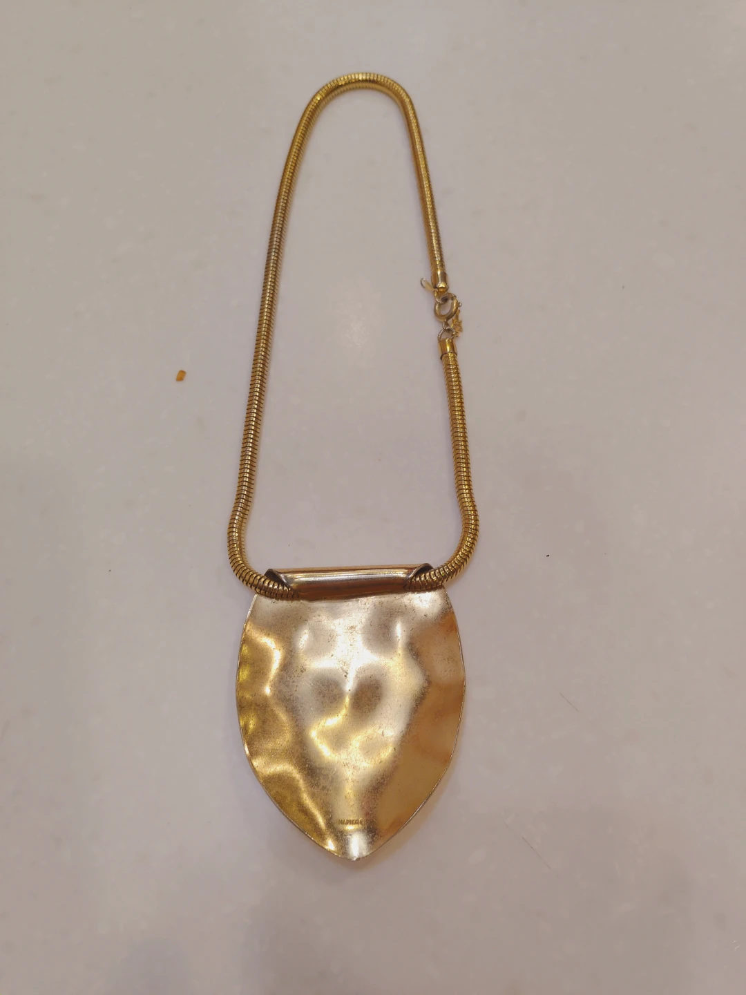 Napier Gold Tone Shield Pendant Necklace