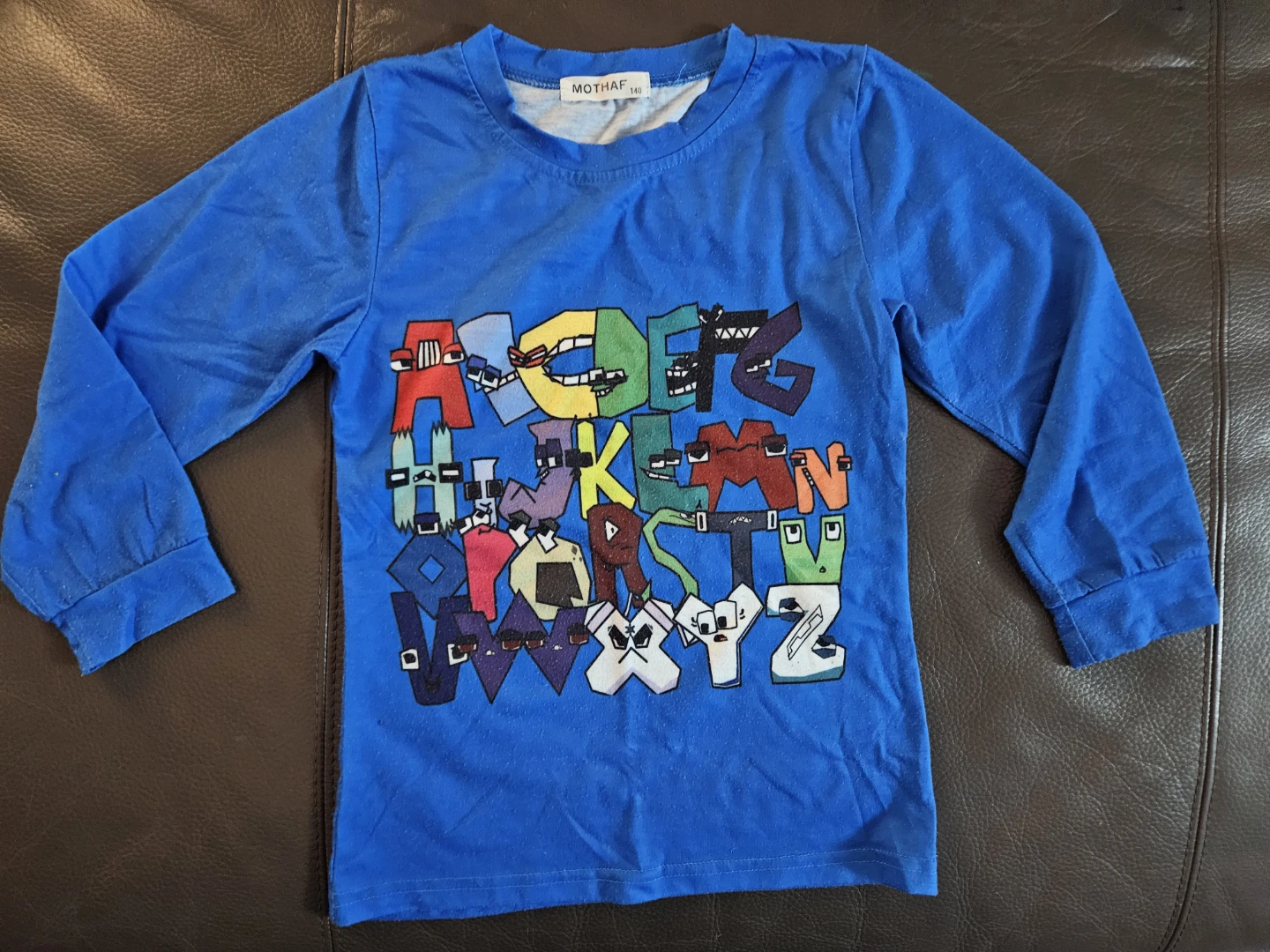 Kids' Blue Long Sleeve T-Shirt Alphabet Design