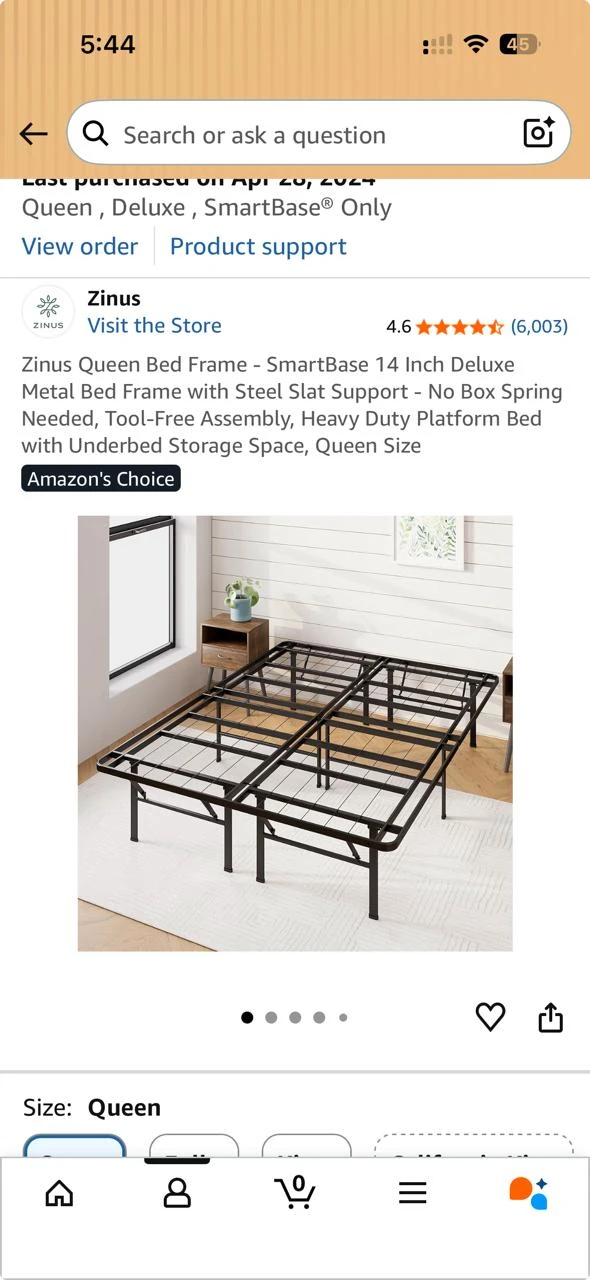 Zinus Queen Deluxe SmartBase 14 Inch Metal Bed Frame