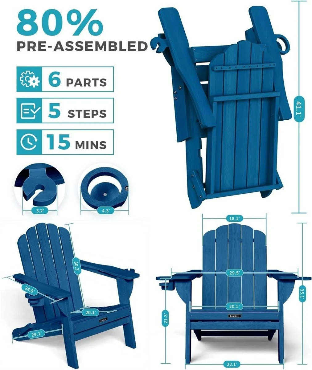 Brand new Eesdom Adirondack Chair - Blue - photo 2