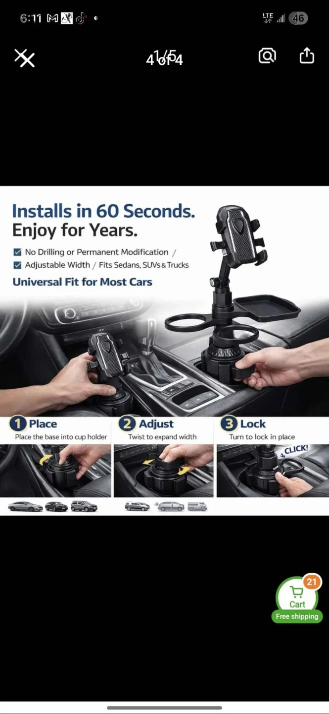 Vehicle Cup Holder Phone Mount with Tray - photo 3