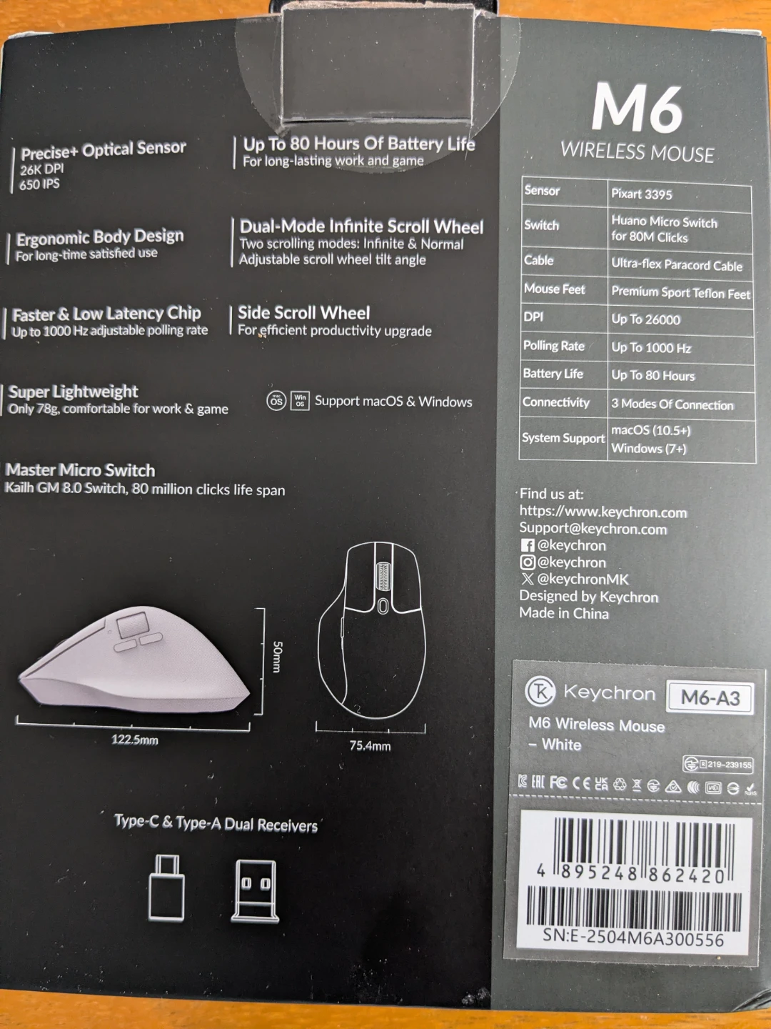 Keychron M6 Wireless Mouse - Like New - photo 4