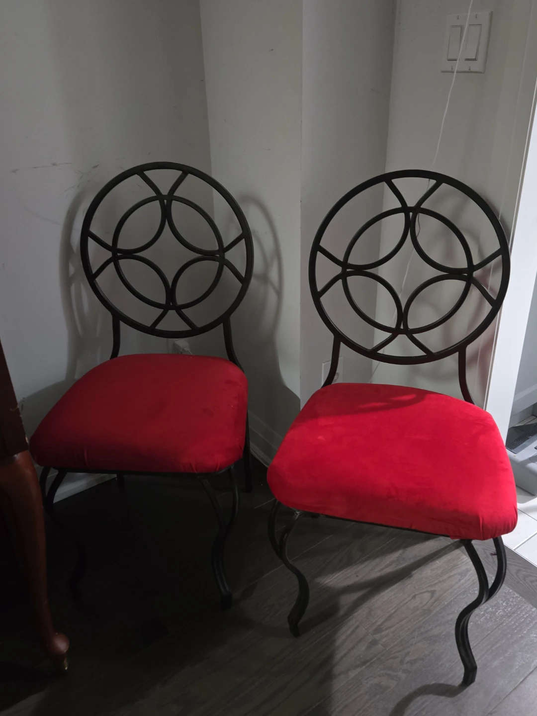 Red Upholstered Metal Accent Chairs