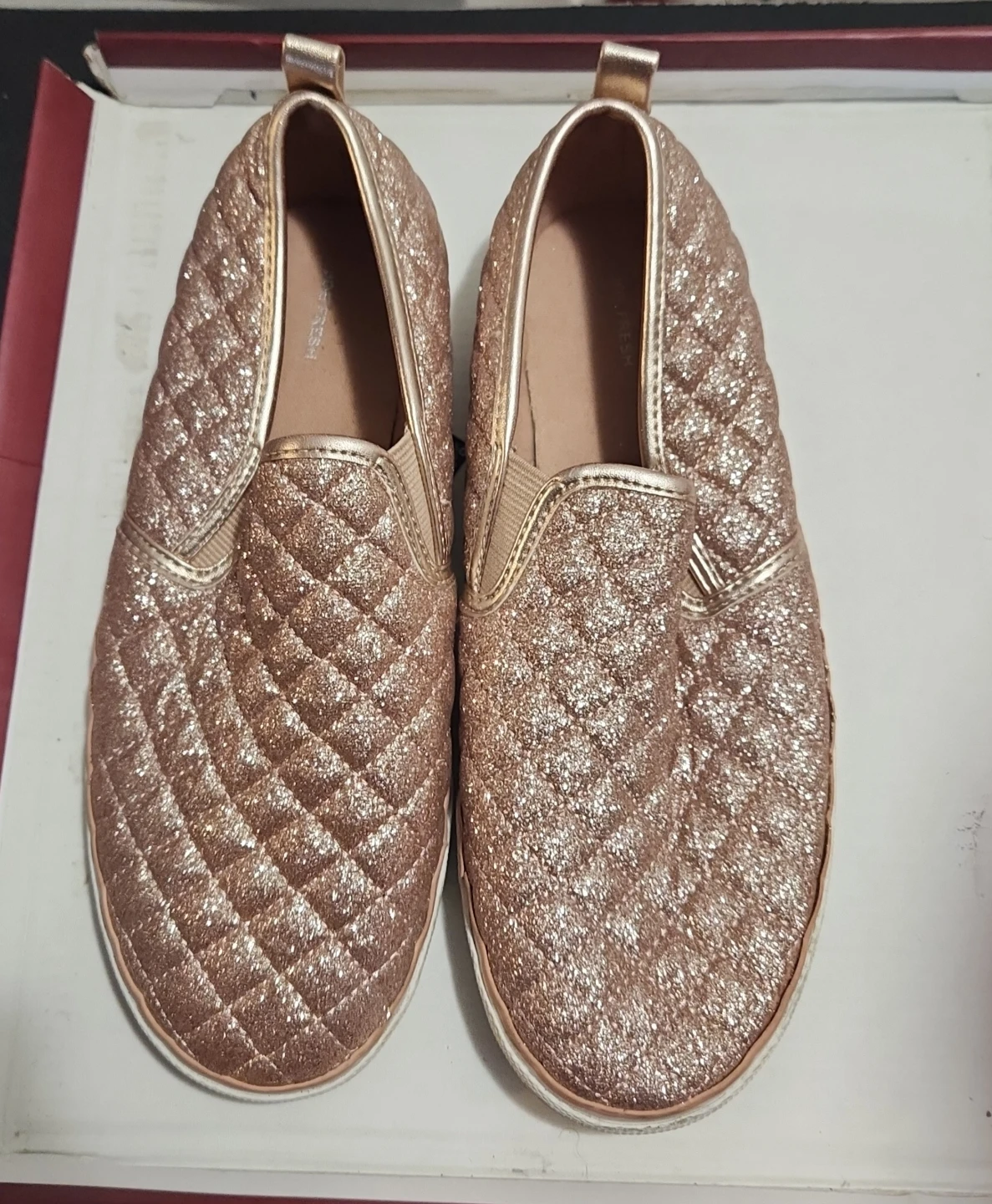 Sparkly Rose Gold Quilted Slip-On Shoes - photo 2