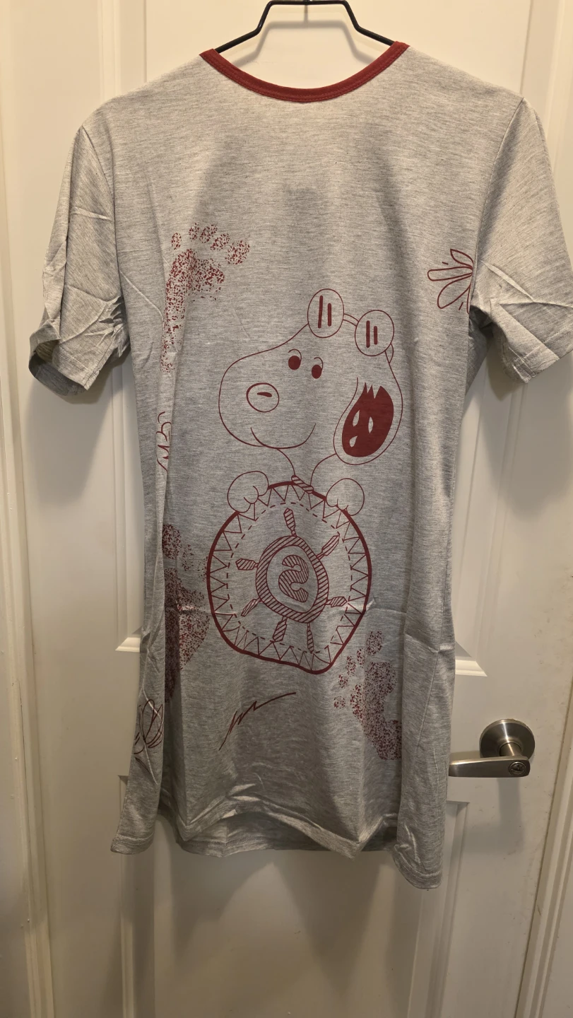 Grey T-Shirt with Cartoon Graphic