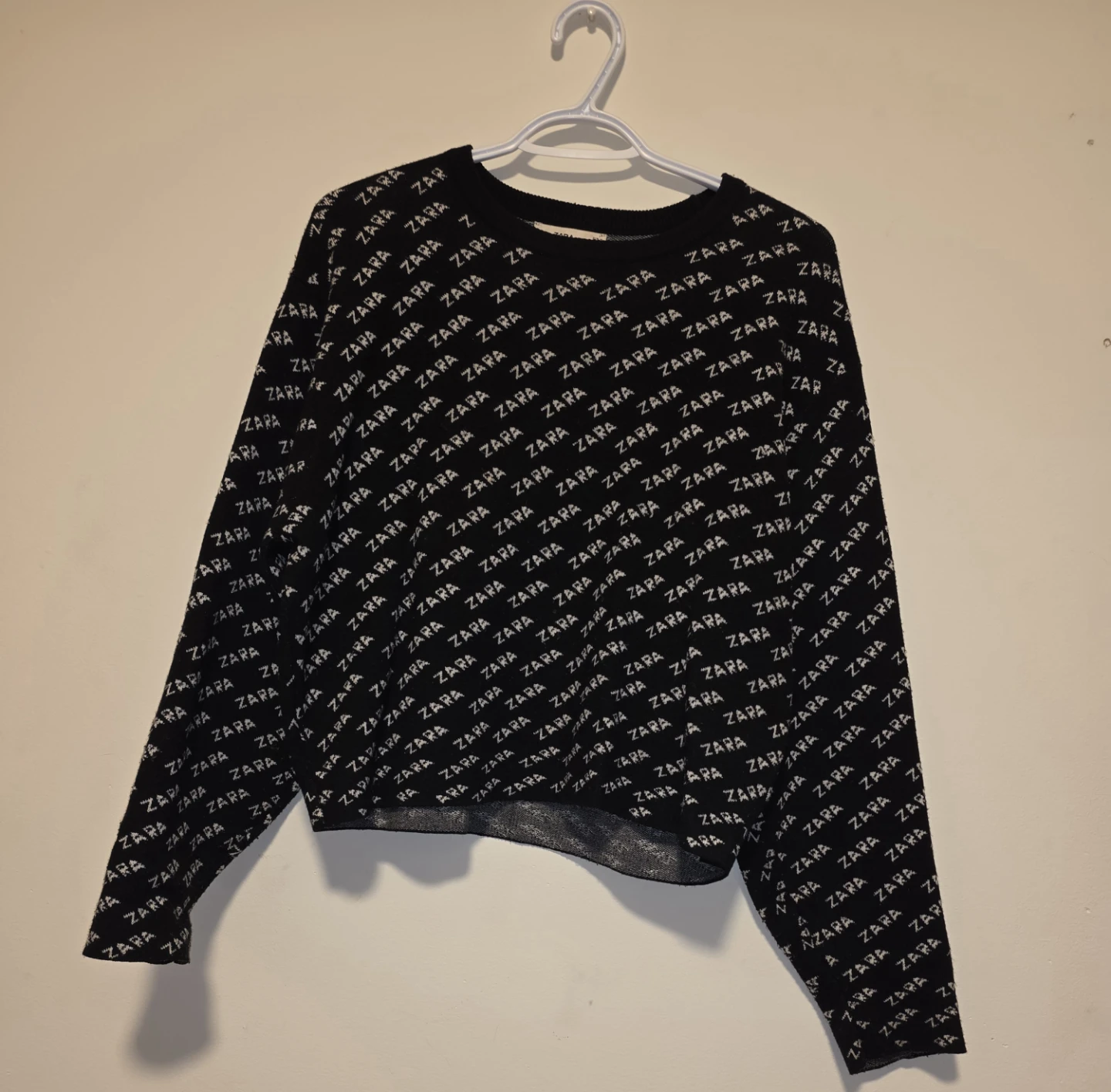ZARA Black Sweater with All-Over Logo Print - photo 2