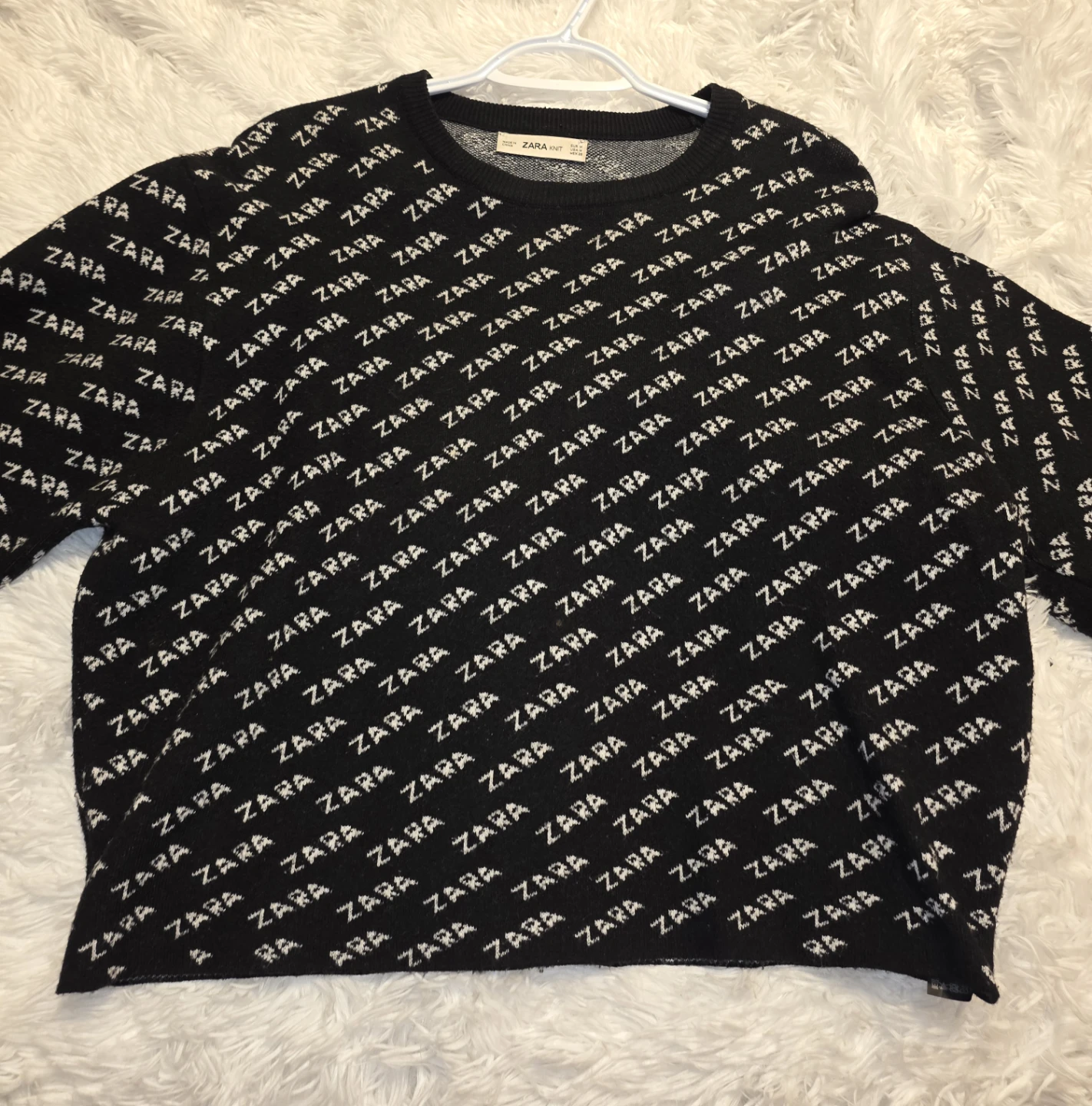 ZARA Black Sweater with All-Over Logo Print - photo 4