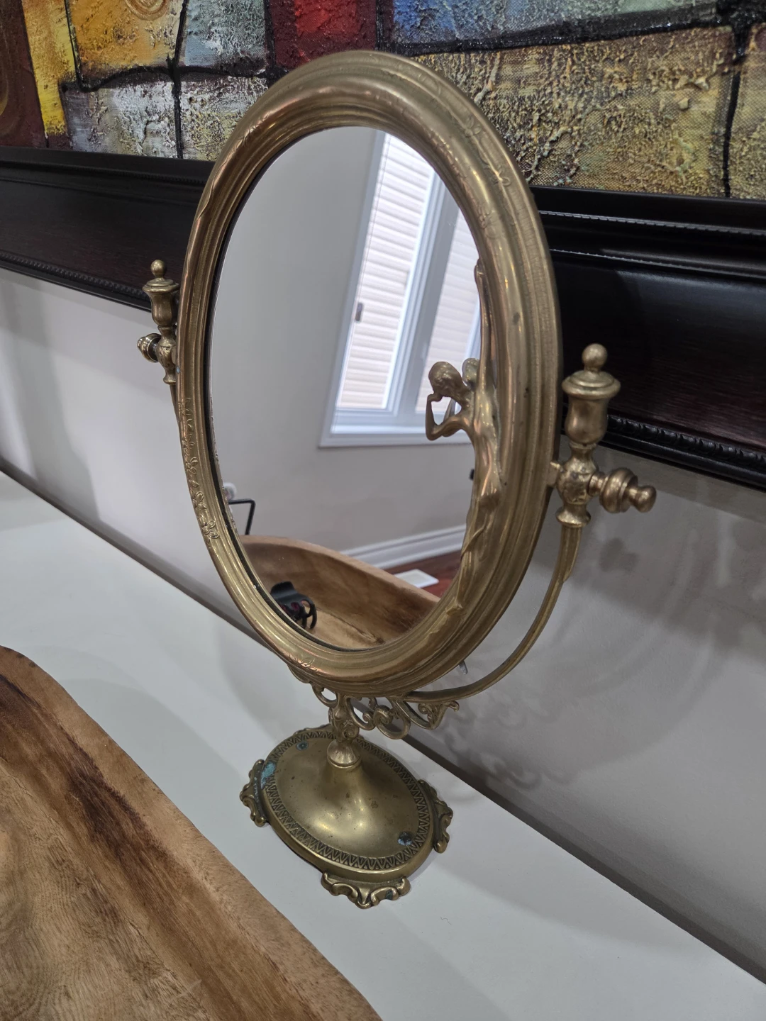 Vintage Brass Vanity Mirror