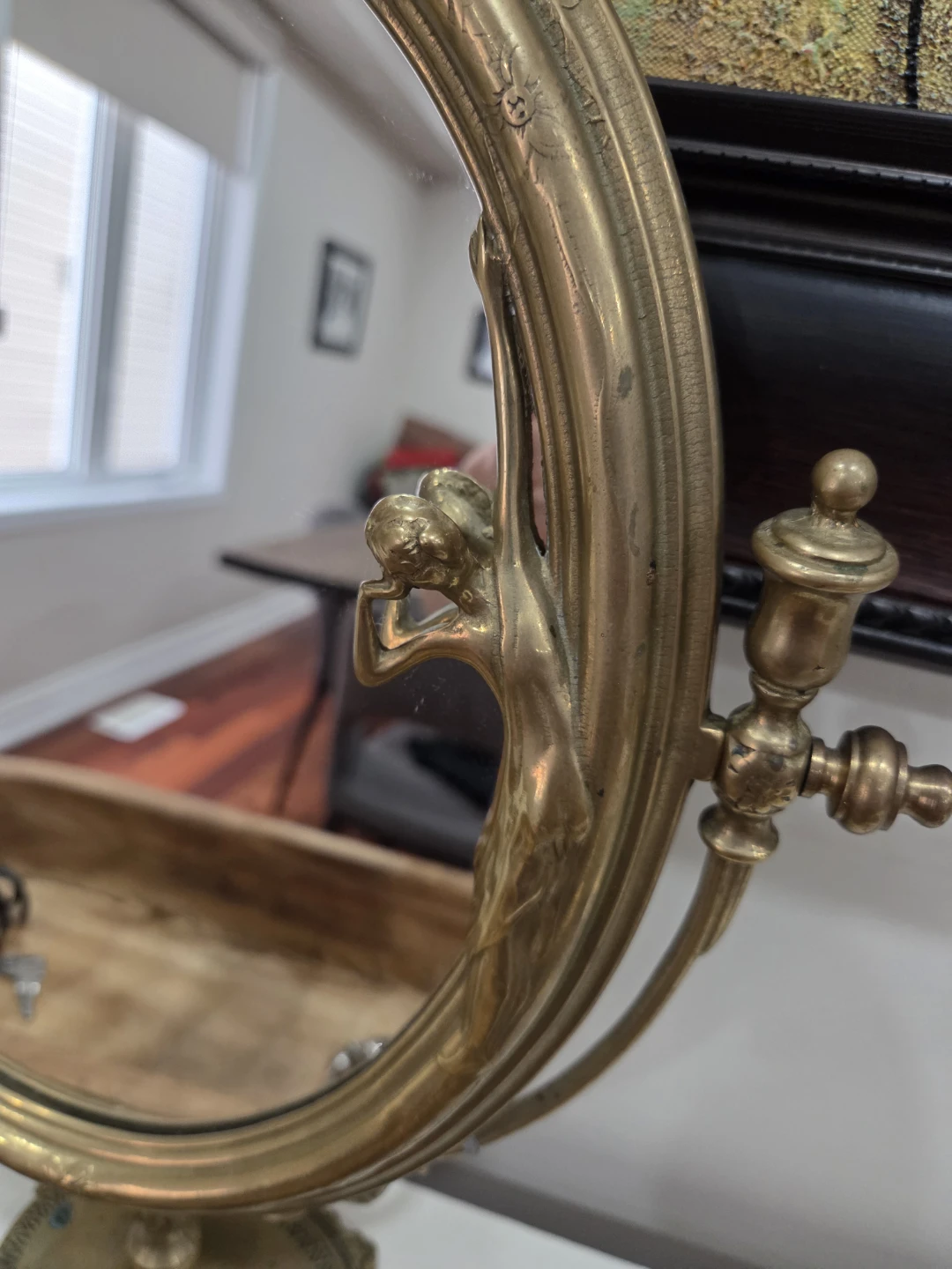 Vintage Brass Vanity Mirror - photo 2
