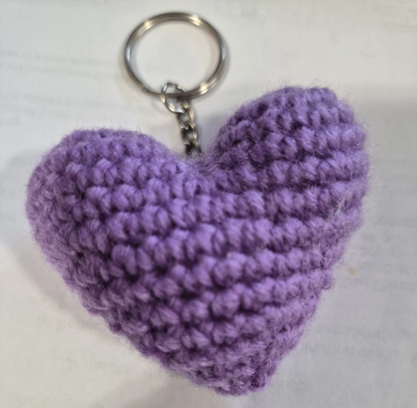 Hand-crocheted Purple Heart Keychain