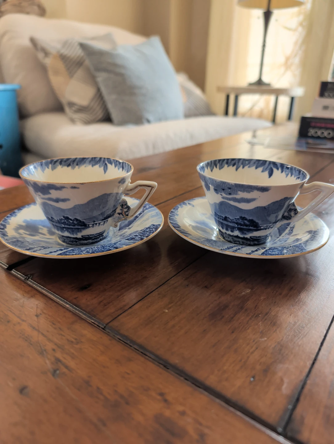Ben Lomond Blue Willow Teacups and Saucers Set