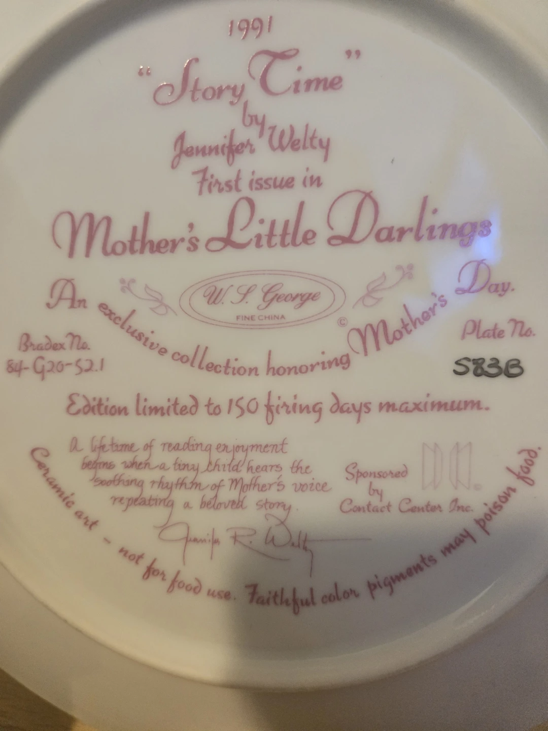 W. S. George "Story Time" Collector Plate by Jennifer Welty - photo 2