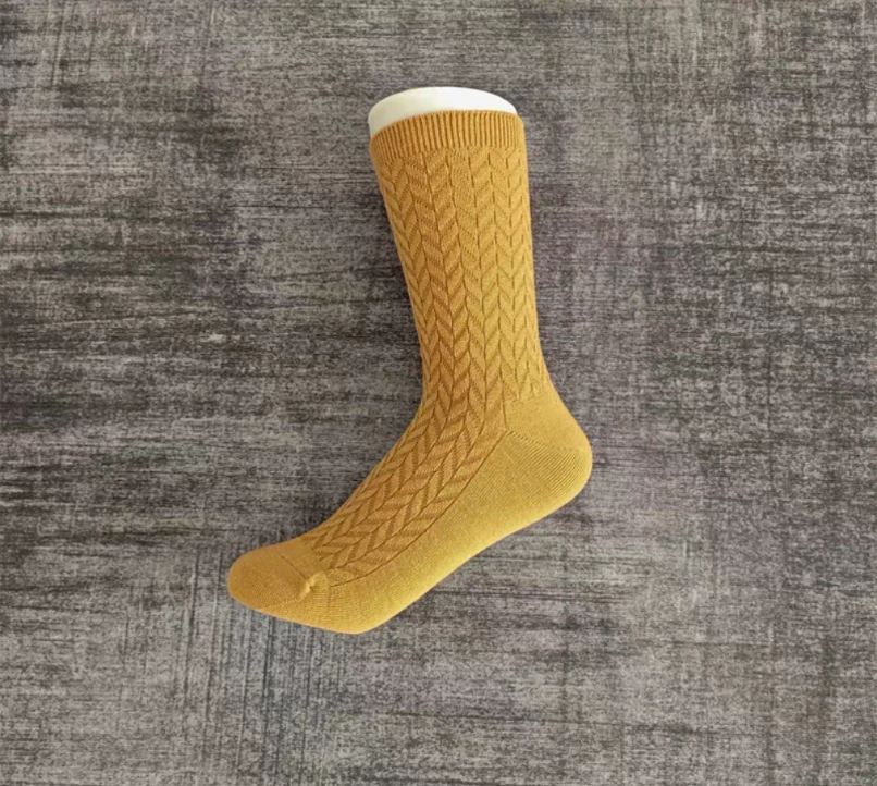 Mustard Yellow Cotton Crew Socks, US4-8 W
