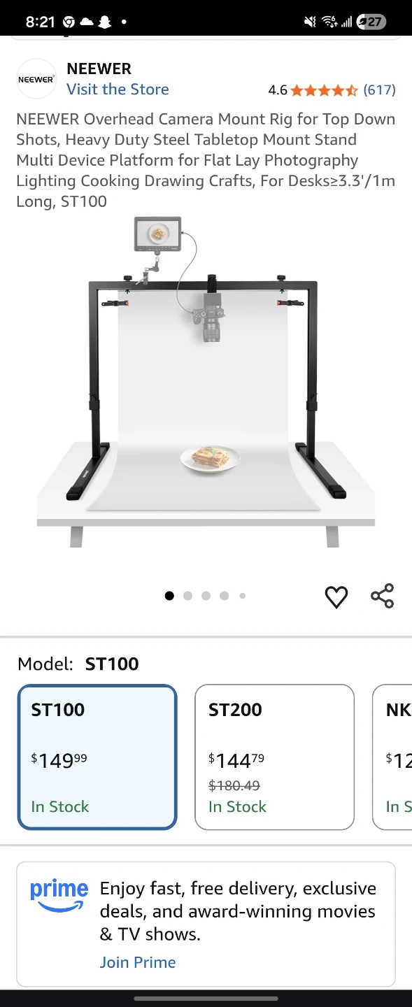 Neewer ST100 Overhead Table Top Mount Stand