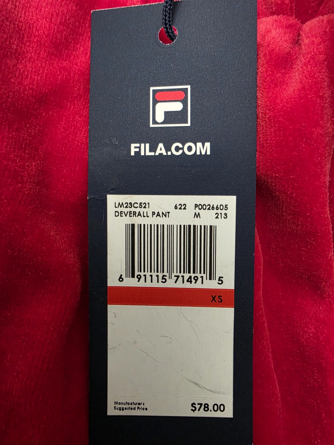 Fila Velour Joggers Red XS - photo 3