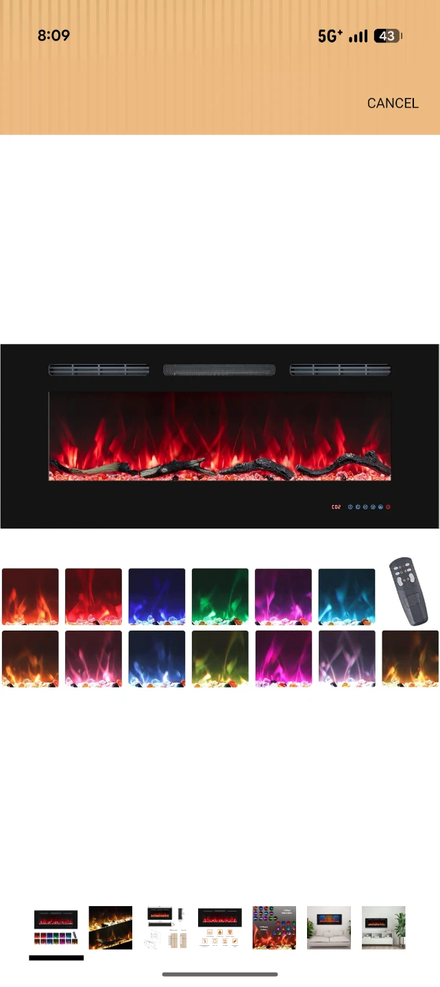 36" Electric Fireplace with Remote Control - photo 5