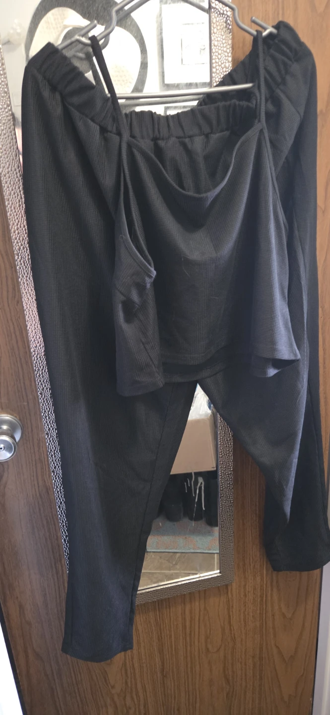 Black 3-Piece Ribbed Lounge Set with Cardigan sz 2XL - photo 3