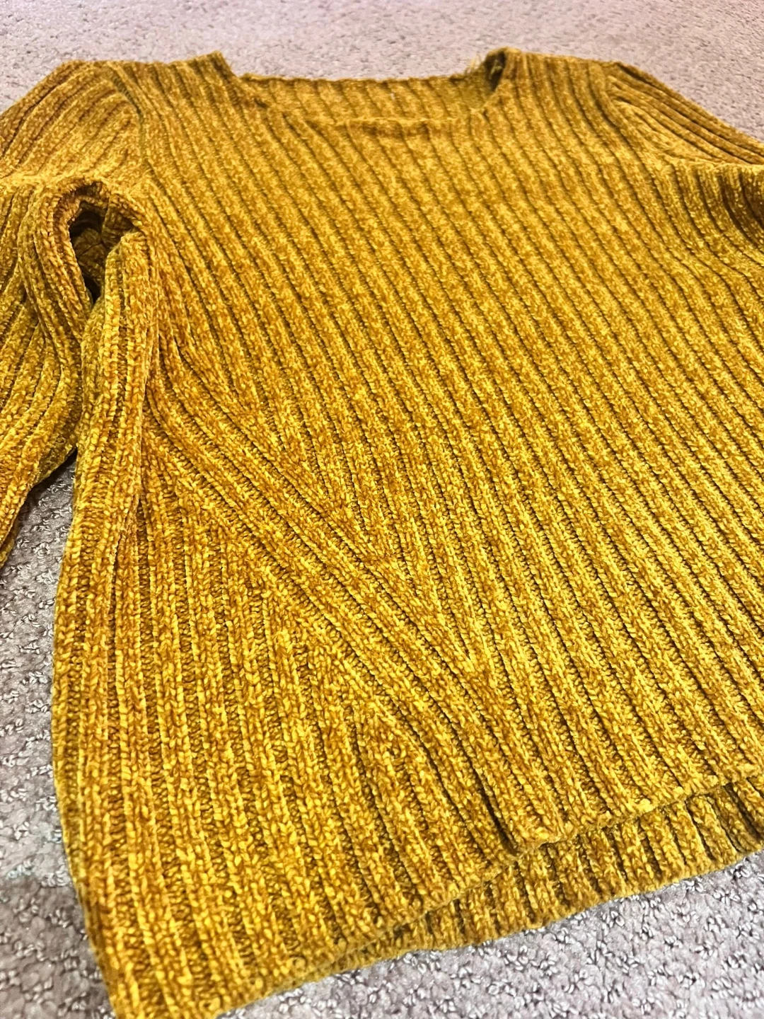 Mustard Yellow Ribbed Knit Sweater - photo 2