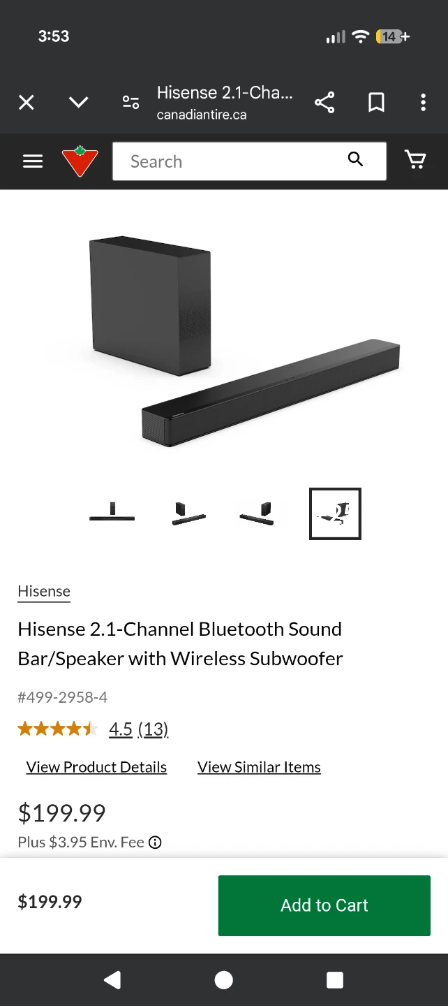 Hisense Bluetooth soundbar and sub