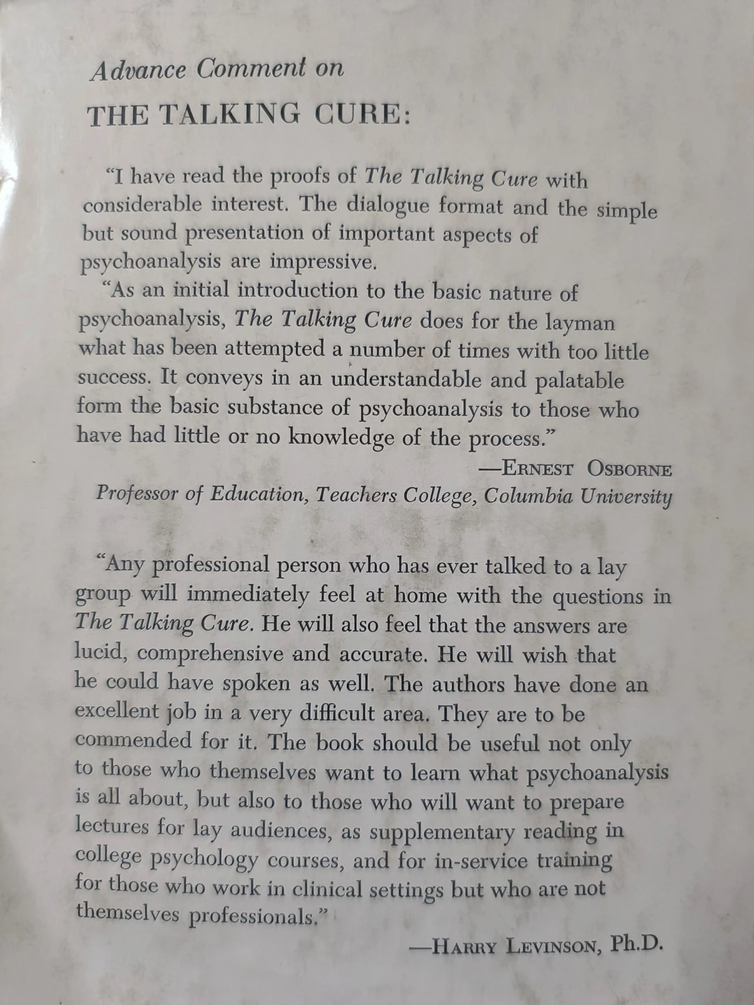 The Talking Cure: Psychoanalysis Today, 1st edition 1964 - photo 3