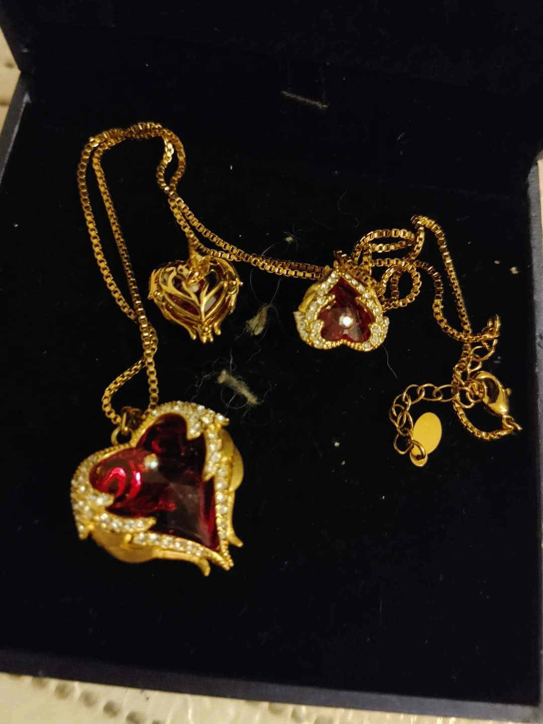 Gold-tone Heart Necklace and Earrings Set