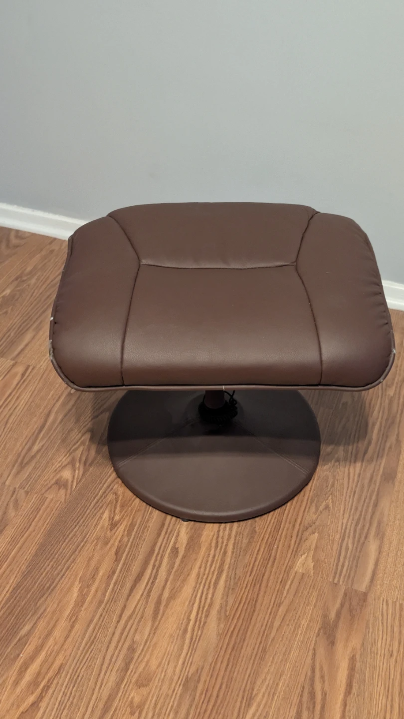 Brown Faux Leather Swivel Footstool Ottoman - photo 4