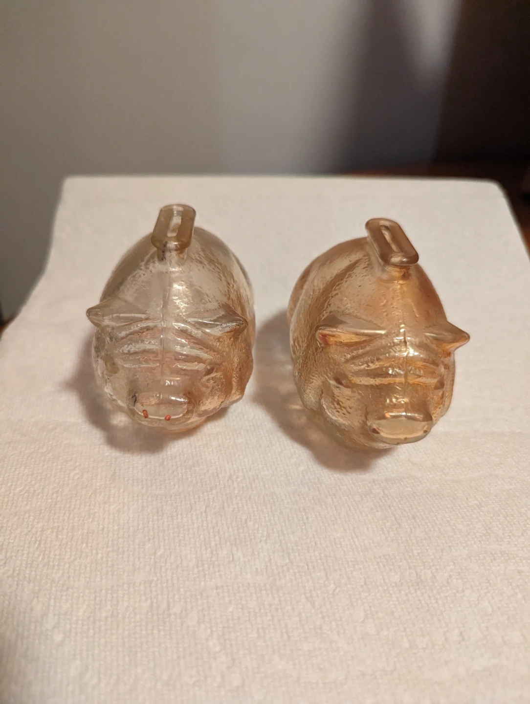 Set of 2  Vintage Glass Piggy Banks