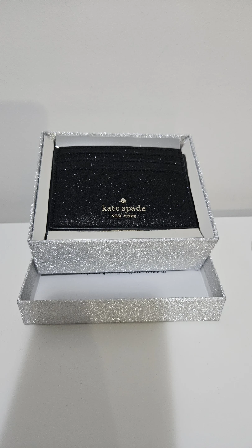 Kate Spade Black Glitter Card Holder