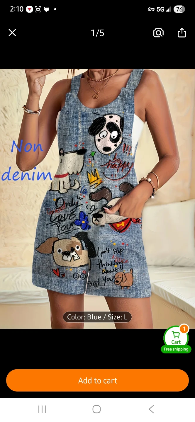 NEW Denim-Look Romper with Cute Dog Print 🐶