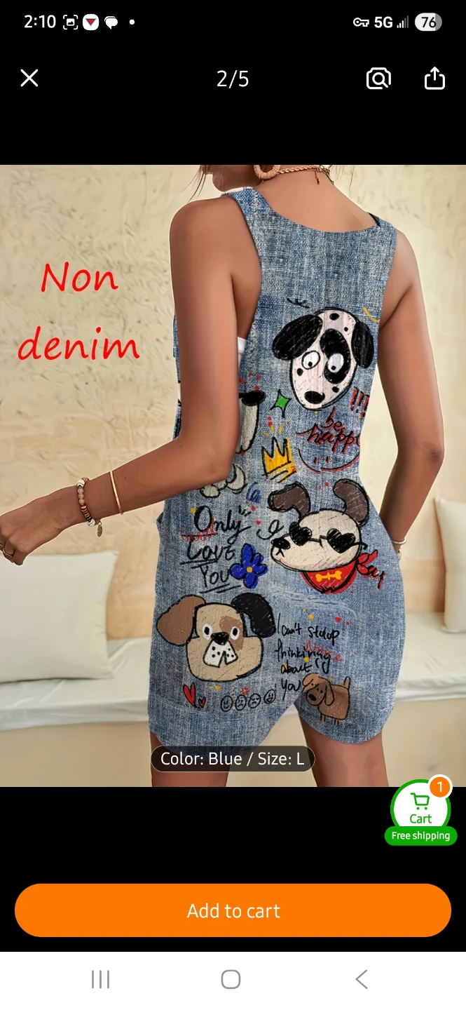NEW Denim-Look Romper with Cute Dog Print 🐶 - photo 2