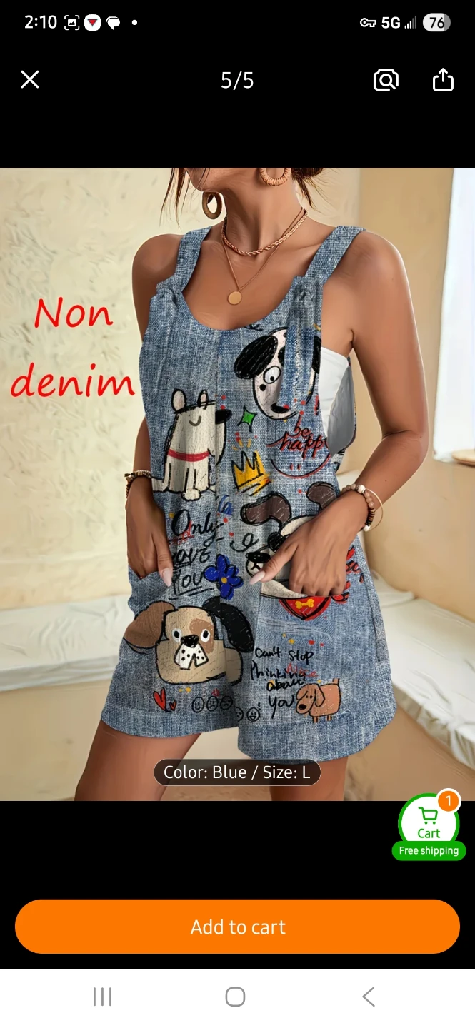 NEW Denim-Look Romper with Cute Dog Print 🐶 - photo 3