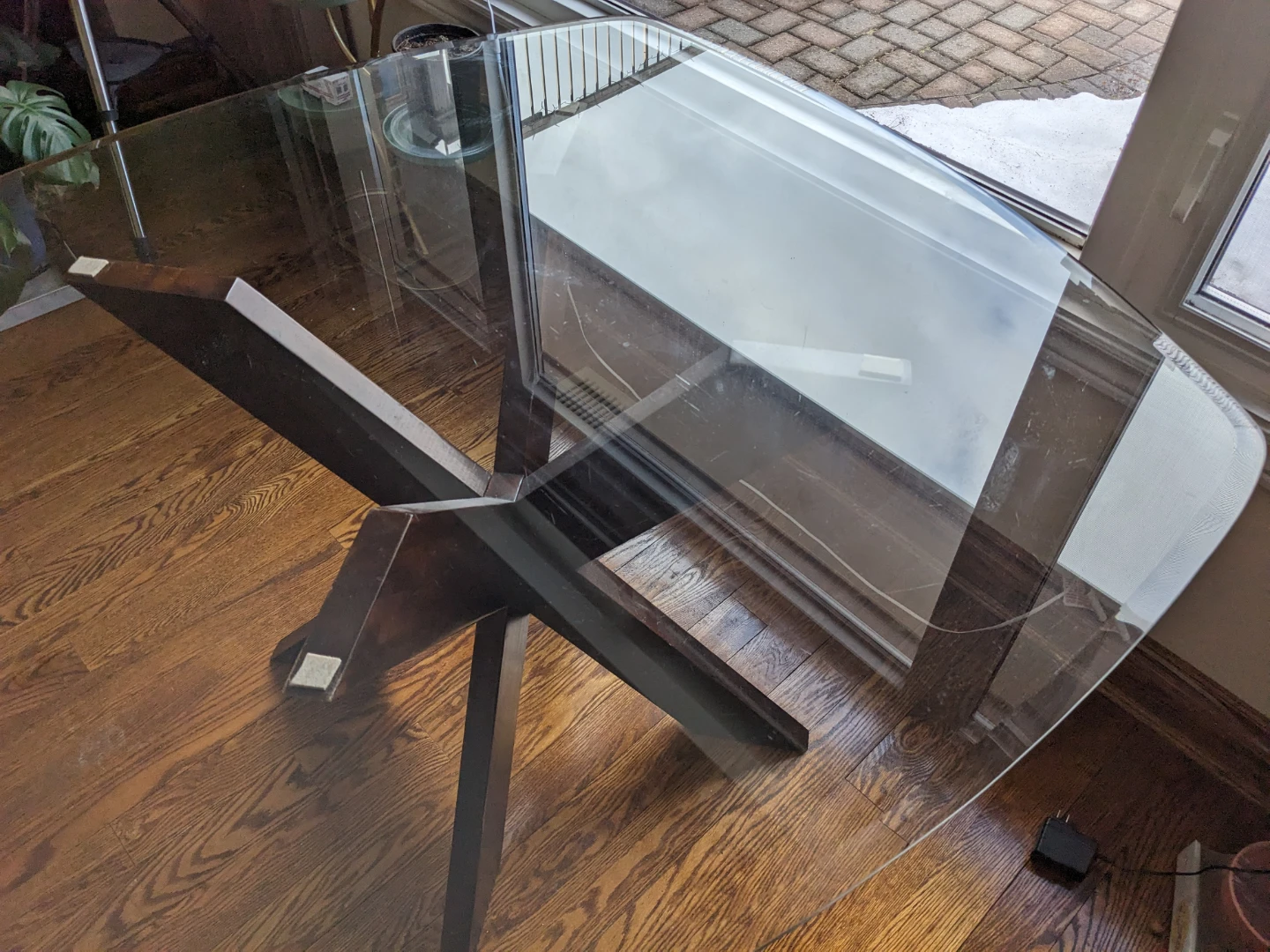 Glass Top Dining Table with X-Base