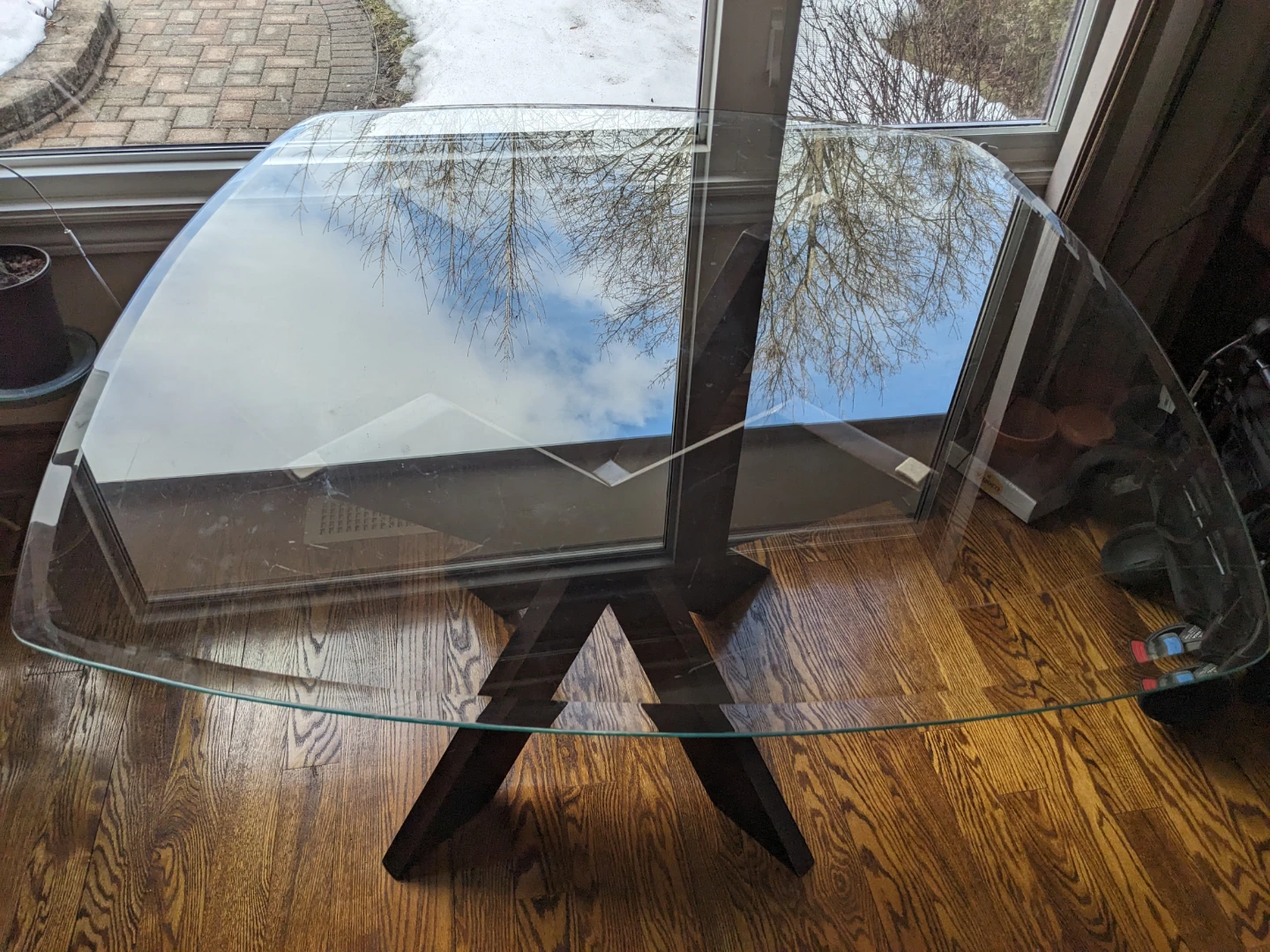 Glass Top Dining Table with X-Base - photo 2