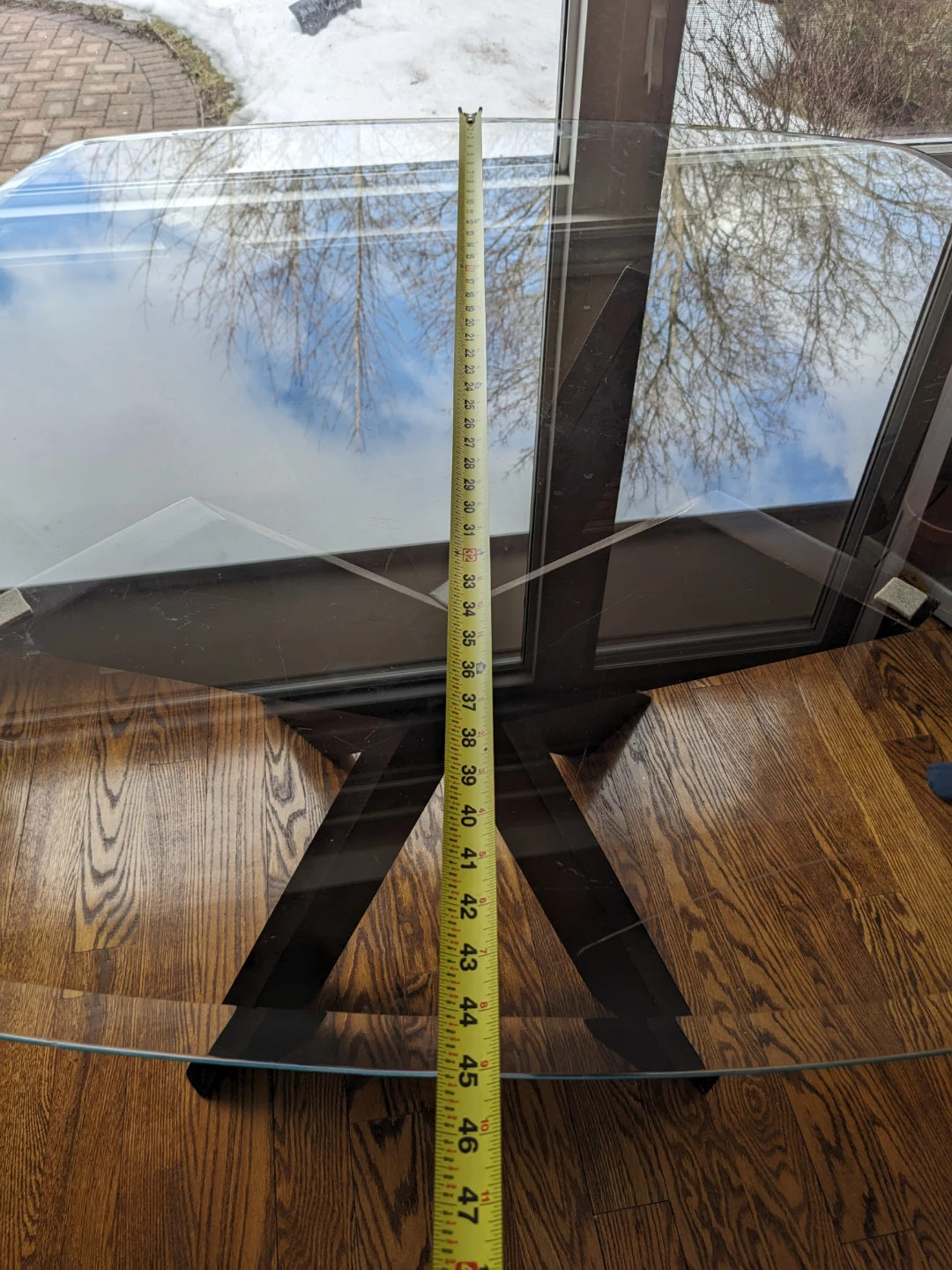 Glass Top Dining Table with X-Base - photo 4