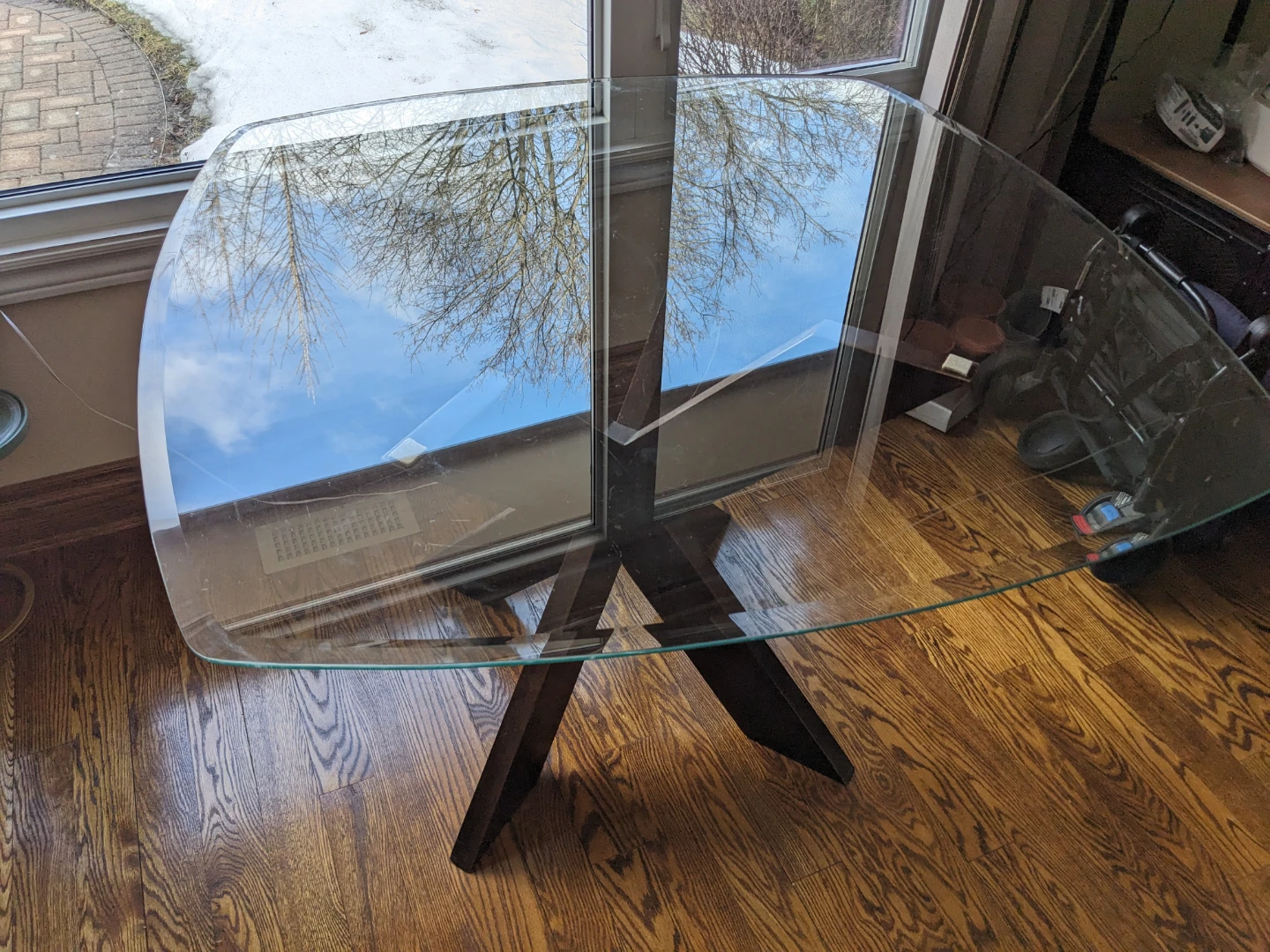 Glass Top Dining Table with X-Base - photo 5
