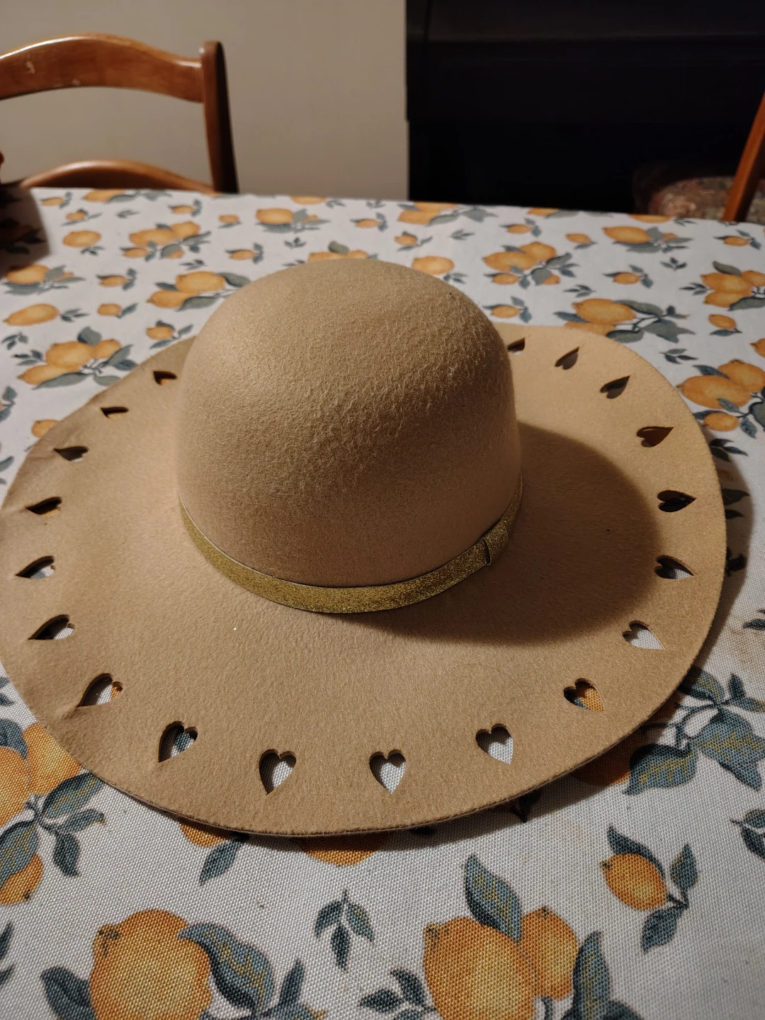 Limited Too Camel Felt Hat with Heart Cutouts