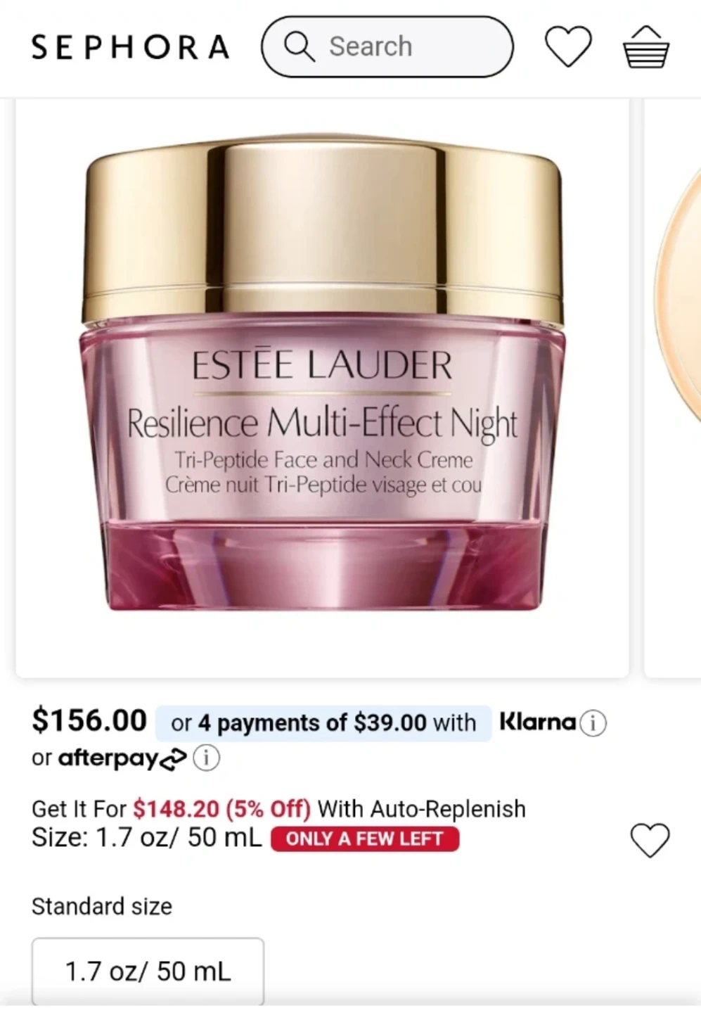 Estee Lauder Resilience Night Face and Neck Creme 15ml